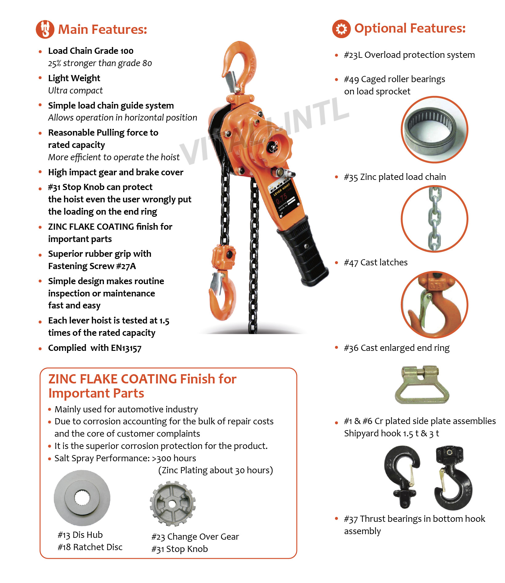 VITALI-INTL Lever Hoist KIT-III