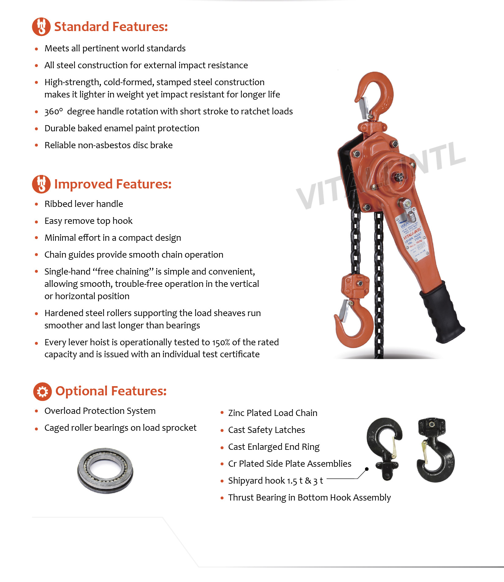 VITALI-INTL Lever Hoist YAL